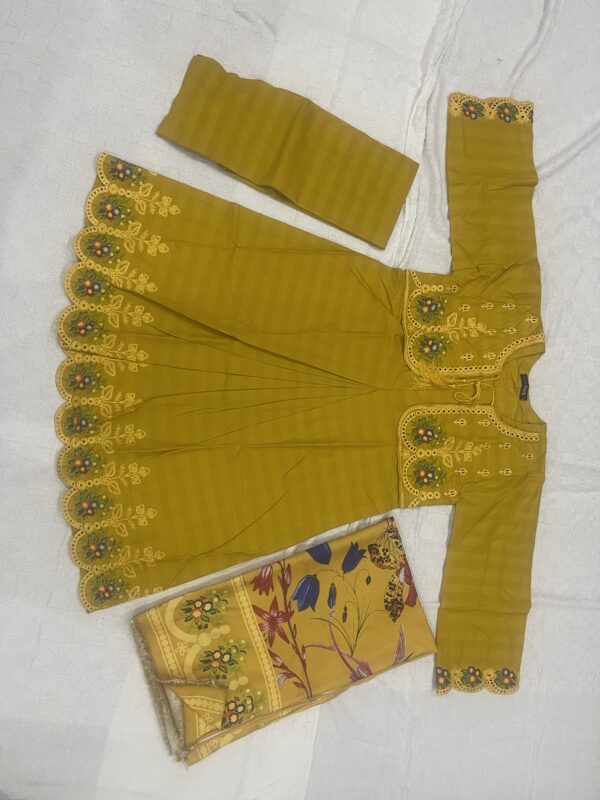 Khadar Yellow Frock - 3 piece - Image 6