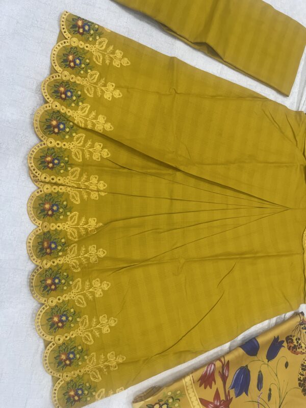 Khadar Yellow Frock - 3 piece - Image 8