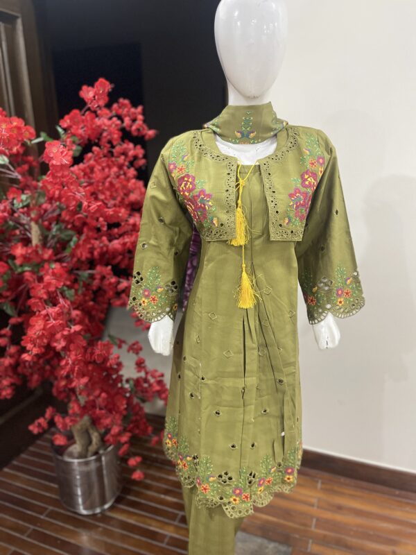 Khadar Green Frock - 3 piece