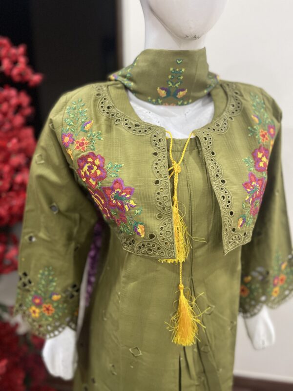 Khadar Green Frock - 3 piece - Image 2